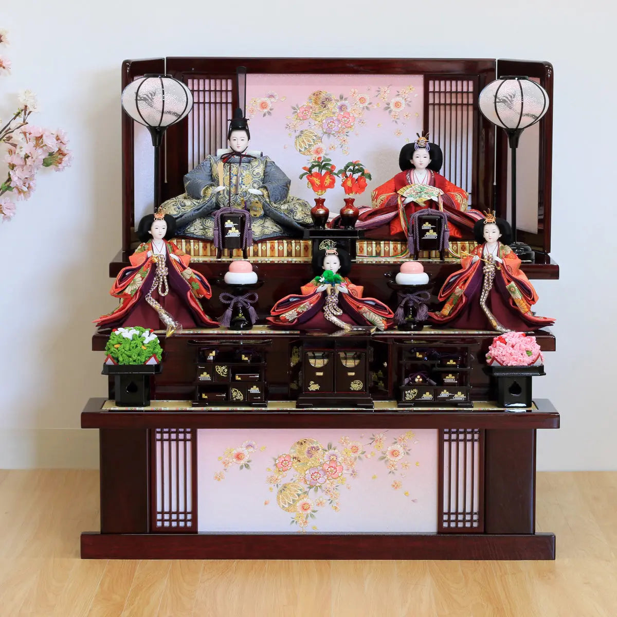 高級ひな祭り飾り道具　桜、橘　2点セット