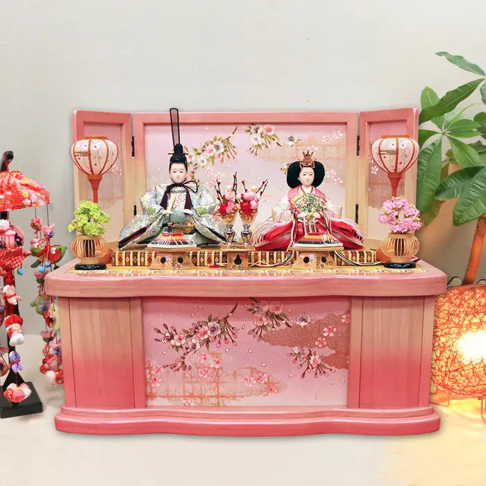 雛人形 ピンク系 一段飾り - 年中行事