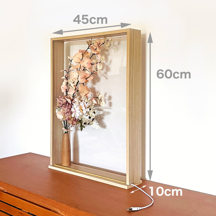人形用｜ドールの装飾品  屏風（衝立）｜ナチュラルフレーム｜高さ60cm｜LED付き お花 アクリル｜SD ドール DD doll ｜オススメ