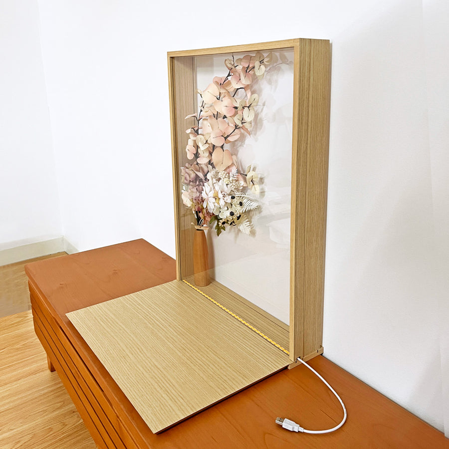 人形用｜ドールの装飾品  屏風（衝立）｜ナチュラルフレームと台セット｜高さ60cm｜LED付き お花 アクリル｜SD ドール DD doll ｜おすすめ