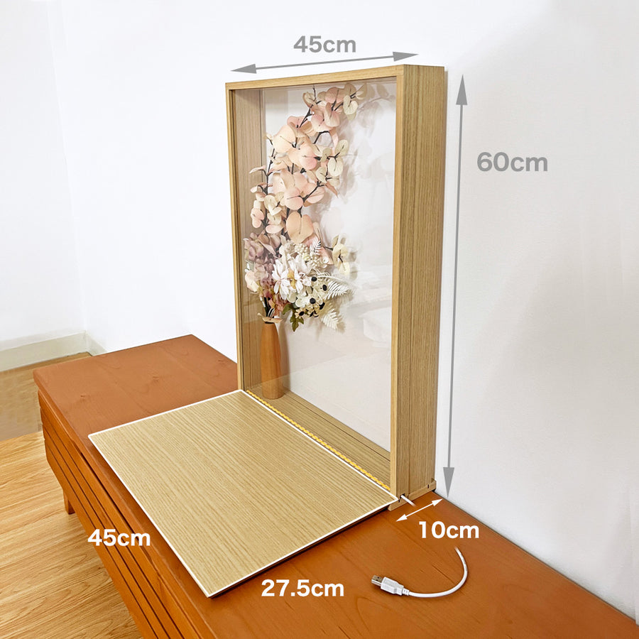 人形用｜ドールの装飾品  屏風（衝立）｜ナチュラルフレームと台セット｜高さ60cm｜LED付き お花 アクリル｜SD ドール DD doll ｜おすすめ