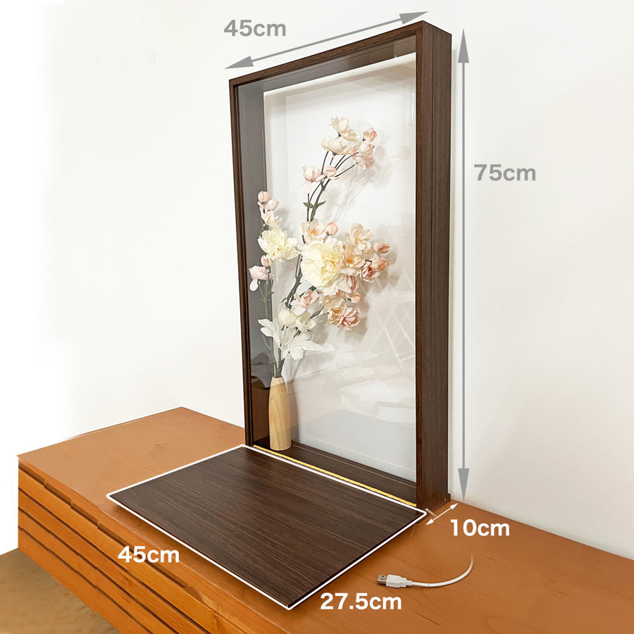 人形用｜ドールの装飾品  屏風（衝立）｜ブラウンフレームと台セット｜高さ75cm｜LED付き お花 アクリル  スーパードルフィー ドルフィードリーム SD ドール DD ドール ボークス 初心者 おすすめ