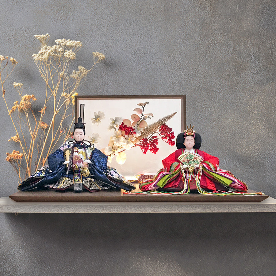 Flower Girl Bell琴美雛｜68cm｜金彩刺繍のお着物｜本仕立て アクリル屏風 親王飾り｜伝統的な配色のお雛様｜ひな人形｜おひな様