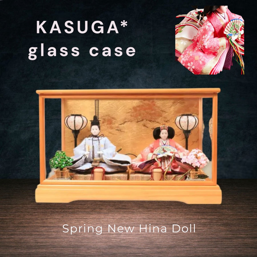 Wooden case decoration | 55cm | Kasuga doll | Playful | Modern and stylish face Hina doll | Cute compact Hina doll | Popular because it's cute | Cheap | Hina doll Ohinasama