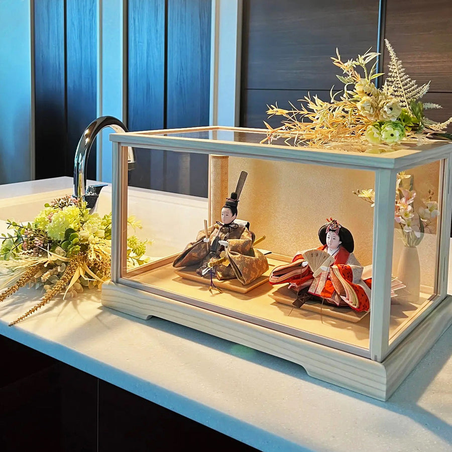 Foldable acrylic case decoration Shinohina｜47cm｜Ultimate technique｜"Framed" finish｜Easy to store｜flower girl｜Stylish Hina doll｜Compact Hina doll｜Modern Hina doll｜｜Japanese modern Nordic style