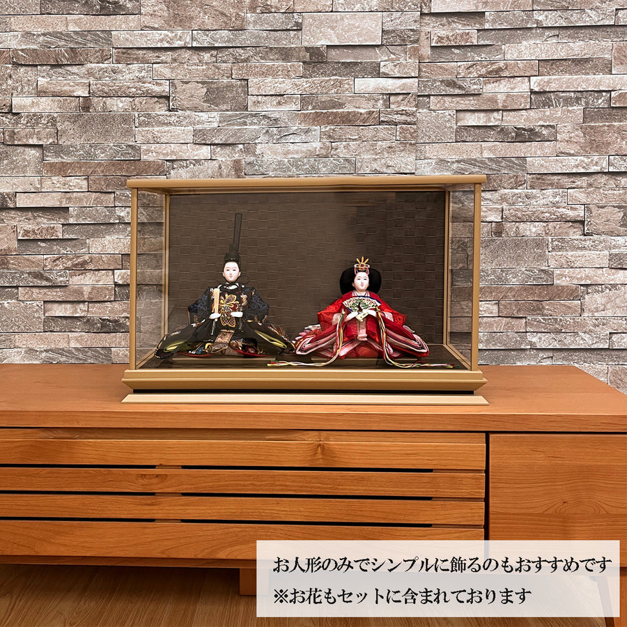 完成度の高い雛人形 【ブラウンアクリルケース飾り 風香雛】ひな祭りの