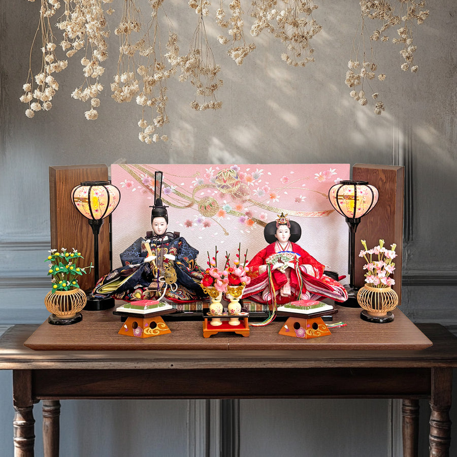 雛人形　親王飾り　付属品は全てあり 風情ある古い京都の街並みのテイスト古民家調の雛人形 親王飾り【風香