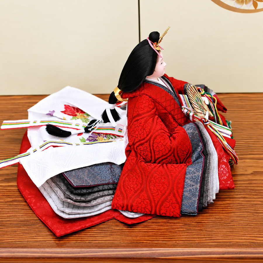 雛人形 品が良い紺色のぼかし染め刺繍スタイル【和泉雛】ひな祭りの