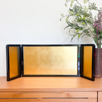 43cm 黒塗り枠三曲屏風  金屏風　雛人形 43cm 黒塗り枠三曲屏風 金屏風 雛人形