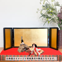 43cm 黒塗り枠三曲屏風  金屏風　雛人形 43cm 黒塗り枠三曲屏風 金屏風 雛人形