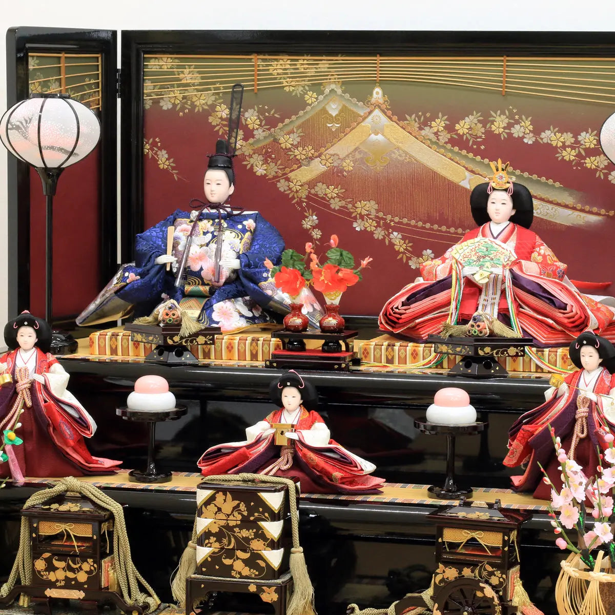 竹千筋細工の五人飾り 雛人形【三段飾り 90cm 舞衣子(まいこ)雛