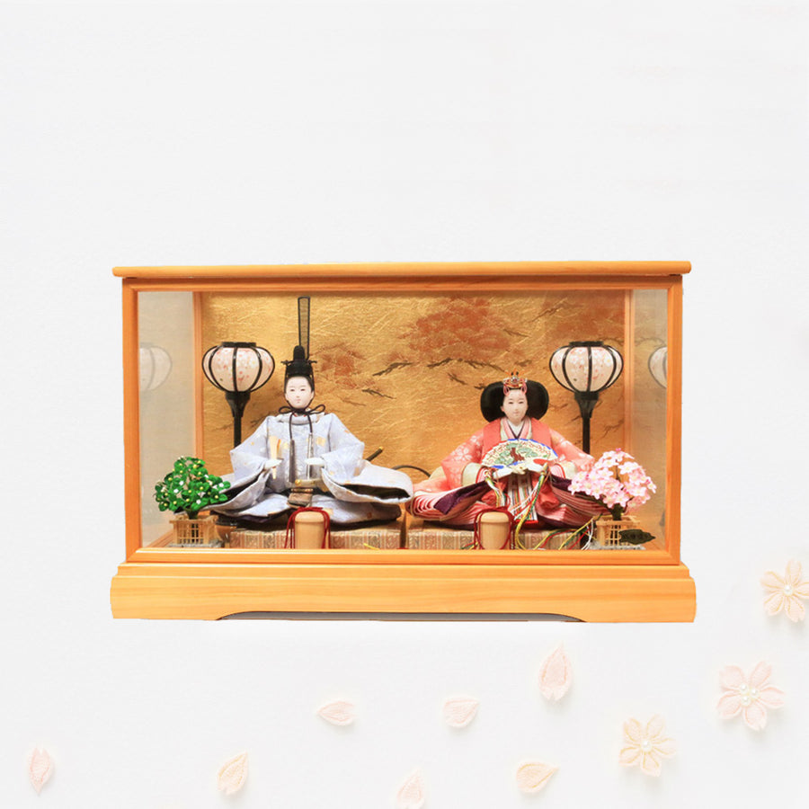 Wooden case decoration | 55cm | Kasuga doll | Playful | Modern and stylish face Hina doll | Cute compact Hina doll | Popular because it's cute | Cheap | Hina doll Ohinasama